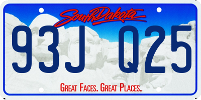 SD license plate 93JQ25
