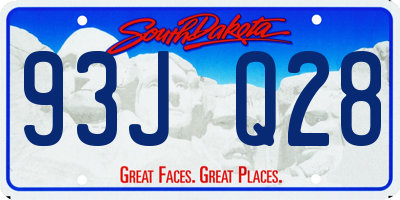 SD license plate 93JQ28