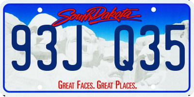 SD license plate 93JQ35