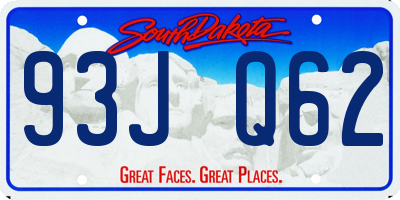 SD license plate 93JQ62