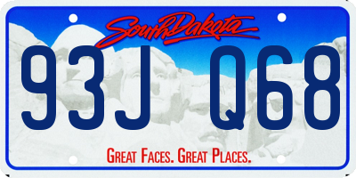 SD license plate 93JQ68