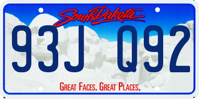 SD license plate 93JQ92