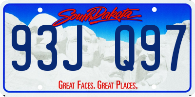 SD license plate 93JQ97