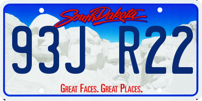 SD license plate 93JR22