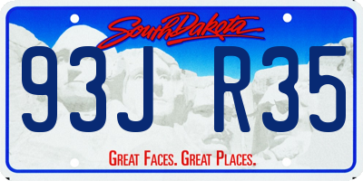 SD license plate 93JR35