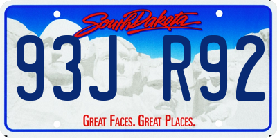 SD license plate 93JR92