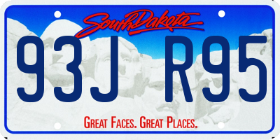 SD license plate 93JR95