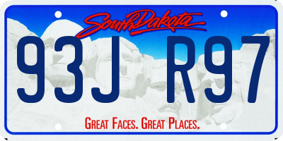 SD license plate 93JR97