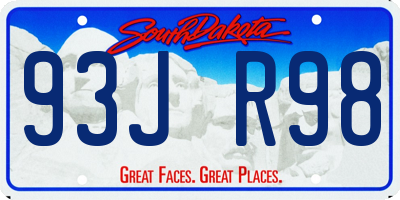 SD license plate 93JR98