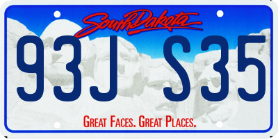 SD license plate 93JS35