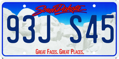 SD license plate 93JS45