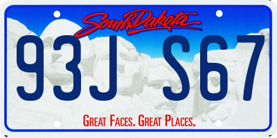 SD license plate 93JS67