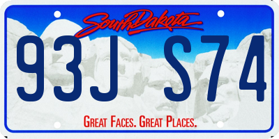 SD license plate 93JS74