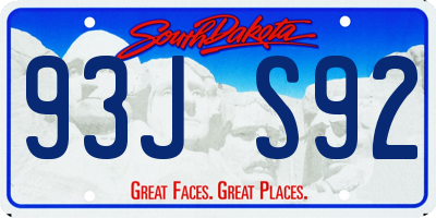 SD license plate 93JS92