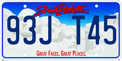 SD license plate 93JT45