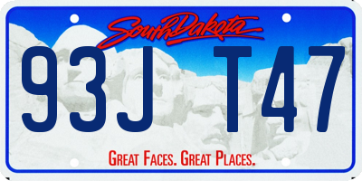 SD license plate 93JT47