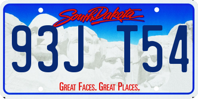 SD license plate 93JT54