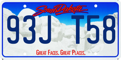 SD license plate 93JT58