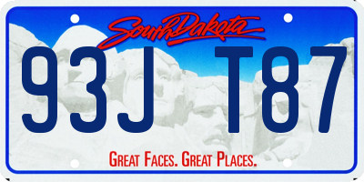 SD license plate 93JT87