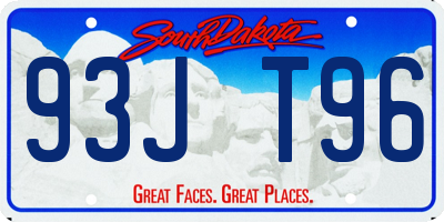 SD license plate 93JT96