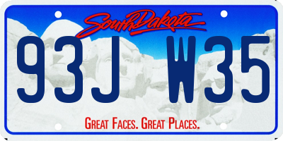 SD license plate 93JW35