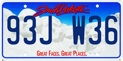 SD license plate 93JW36