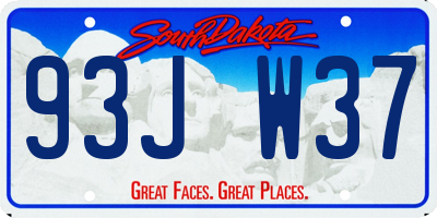 SD license plate 93JW37