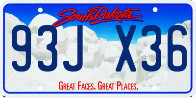SD license plate 93JX36