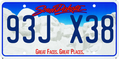 SD license plate 93JX38
