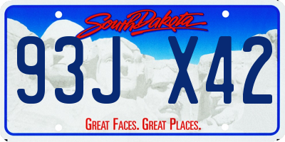 SD license plate 93JX42