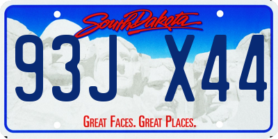 SD license plate 93JX44