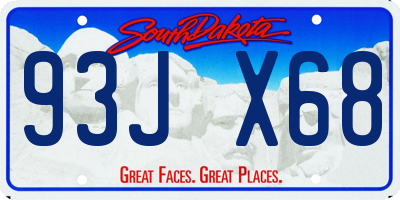 SD license plate 93JX68
