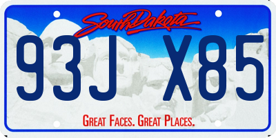 SD license plate 93JX85