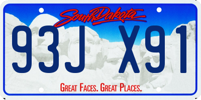 SD license plate 93JX91