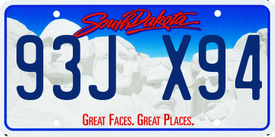 SD license plate 93JX94