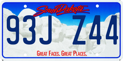 SD license plate 93JZ44