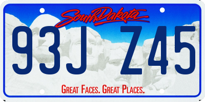 SD license plate 93JZ45