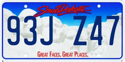 SD license plate 93JZ47