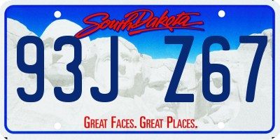 SD license plate 93JZ67