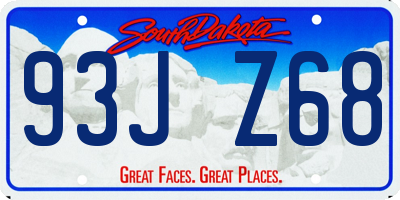 SD license plate 93JZ68