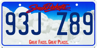 SD license plate 93JZ89