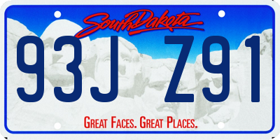 SD license plate 93JZ91