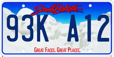 SD license plate 93KA12