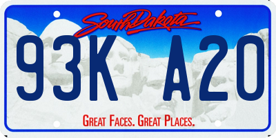 SD license plate 93KA20