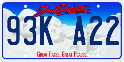 SD license plate 93KA22