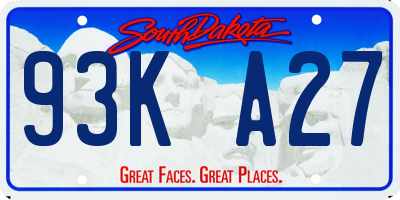 SD license plate 93KA27