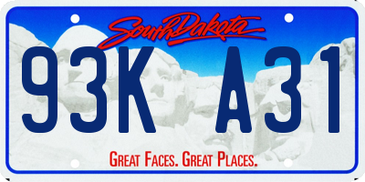SD license plate 93KA31