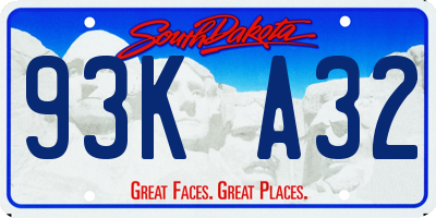 SD license plate 93KA32