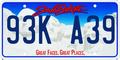 SD license plate 93KA39