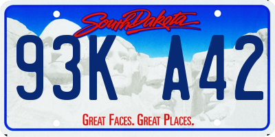 SD license plate 93KA42